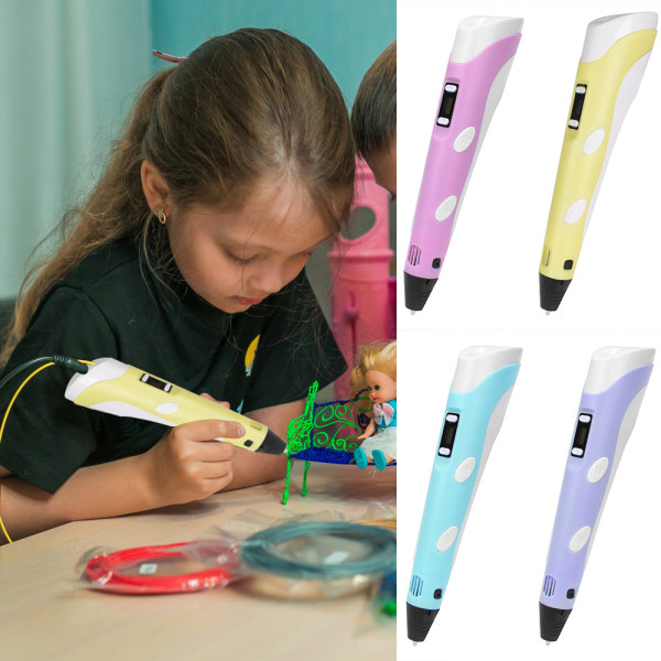 Gör-det-själv 3D ritpenna med LCD-skärm kompatibla leksaker Säker 3D-penna Purple Pen