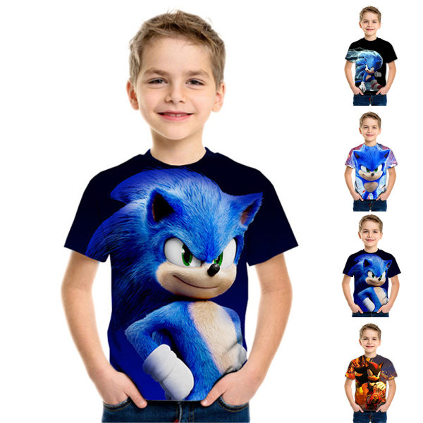 Sonic The Hedgehog Casual Kids Pojkar sommar kortärmad T-shirt A 130cm