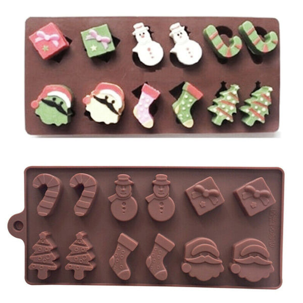 3D 12 Huller Jul Silikoneform Chokolade Kage Bageform