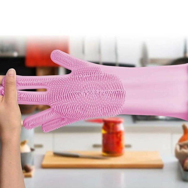Magiska handskar Silikongummitvätt Skurmaskin Kök Ren Pink One Size