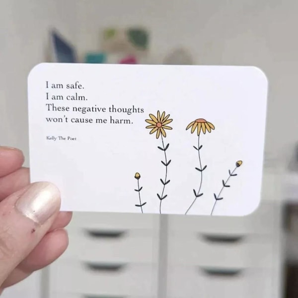 Ångestlindring Fickdikter, 10 st Positiva Affirmationskort för Kvinnor, Daglig Ångestlindring Stresslindring Poesikort för att Motivera Oss Själva
