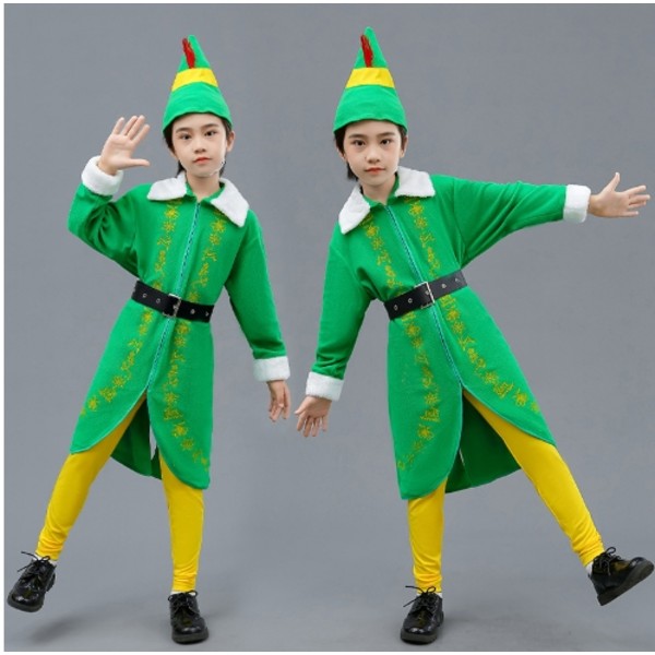 Julalvdräkt Cosplay Performance Barn Julklappsdräkt green 120cm