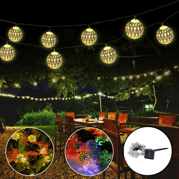 Solar Powered String Lights Retro Bulb Trädgård Utomhus Fairy Ball multicolor 5 meters 20 lamp