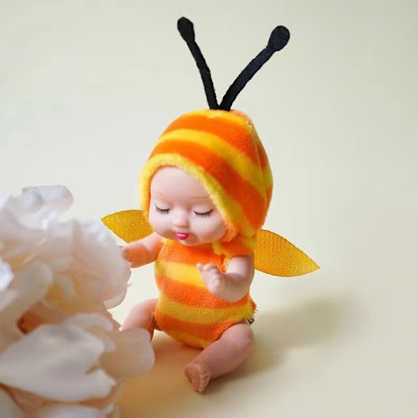 6 st Mini Babydockor, 10 cm Nyfödda Dockor Presentförpackning, Söta Återfödda Babydockor Leksaker för Barn 3+, med Djurkläder 6PCS