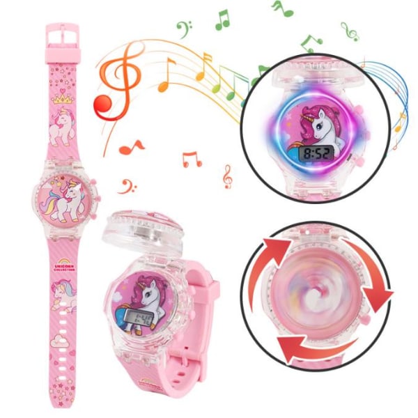 Barnens Glitterklocka Luminous Musik Klocka Pojkar Flickor Klocka Armband Unicorn
