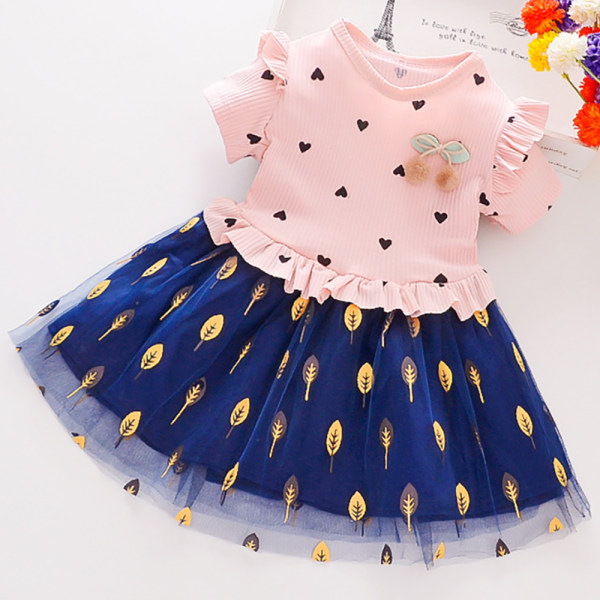 Barn Toddler Flickor Kortärmad Swing Tutu-klänning Sommarfest Födelsedagssolklänning 1-9 år Pink 3XL