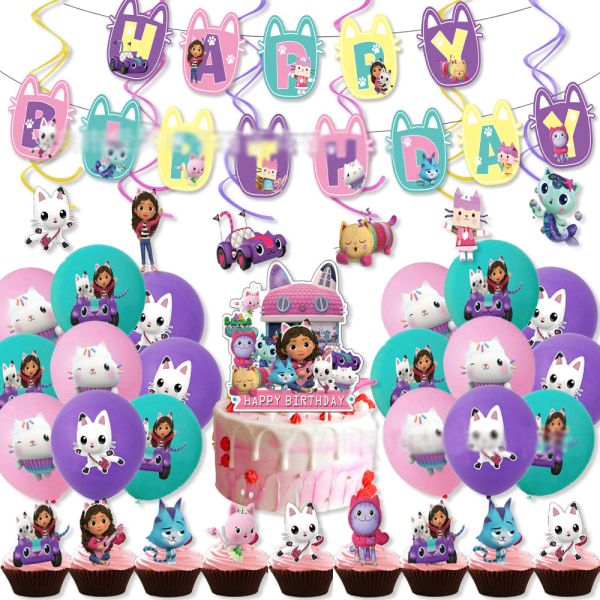 Gaby Doll Tema Ballonger Set Barn Grattis på födelsedagen Party Decors