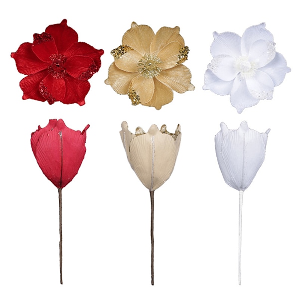Stora Glittrande Julblommor Konstgjorda Vikbara Julgransblommor Dekoration Julgran Nyårsfest Bröllopsdekoration Red