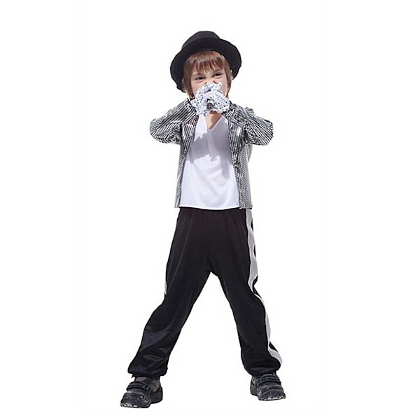 Michael Jackson Kid Cosplay Dräkt Pojke Performance Outfit Fest Klänning M