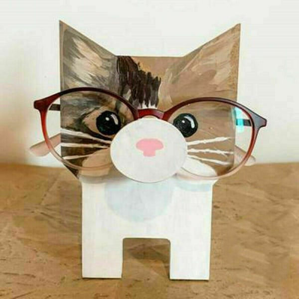 Söt djur glasögonbågshållare trä solglasögon displayställ cat