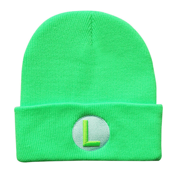 Hatt för män med tecknad Mario-brodyr, stickad, vinter, utomhus green
