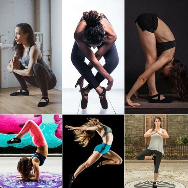 Pilates Barre Yoga Socks för kvinnor Dance Gym Fitness Black 1 pair