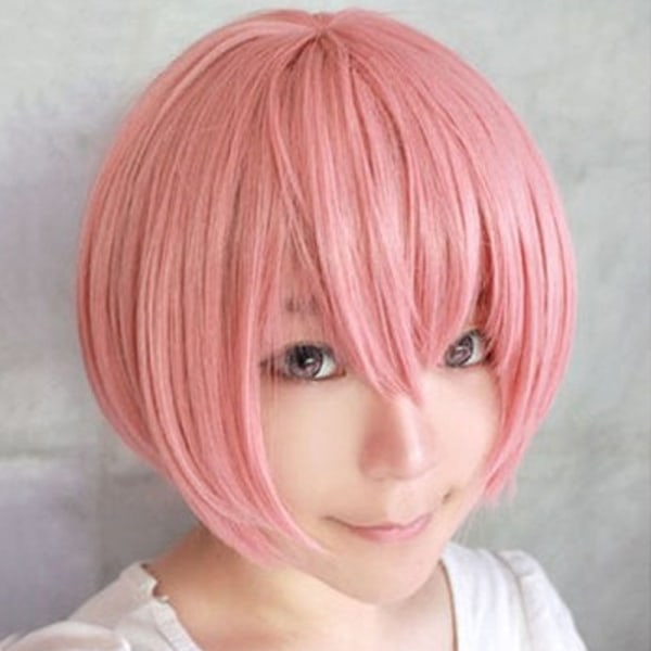 Mode Anime Unisex Kort Rak Perukfest white