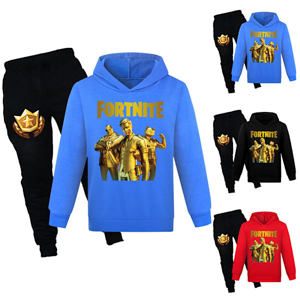 Barn Pojkar Flickor F-ortnite Tryck Casual Hoodie Träningsset Set Hoody Topp Byxor Kostym 7-14år Red 140cm