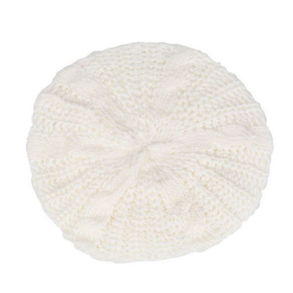 Kvinder Beret Hue Vinter Varm Strikket Baggy Ski Hue White
