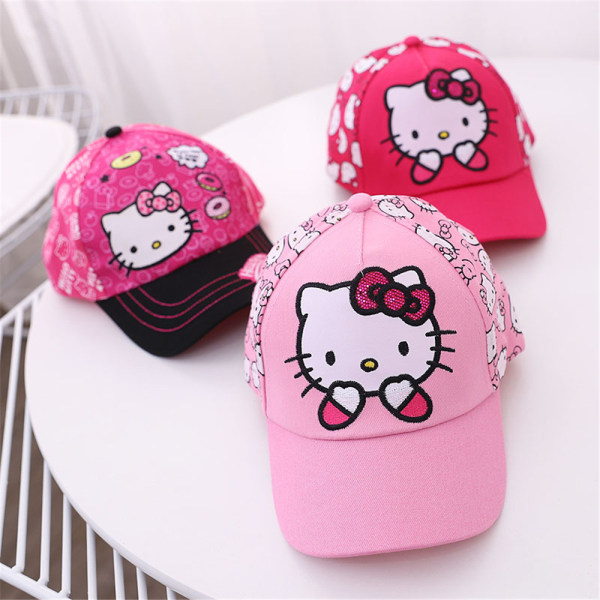 Barnflickor Katt Basebollkeps Justerbar Snapback Solhatt Presenter Polka dot pink