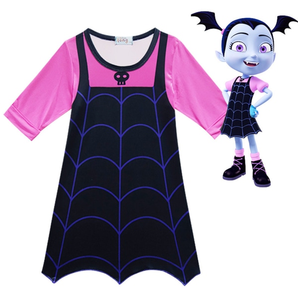 Barn Party Anime Cosplay-dräkt Vampyrflicka Klänning Kortärmad Dress 130cm