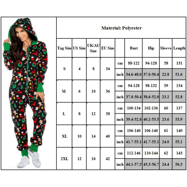 Dam Jumpsuit Jul Tryck Sovkläder Pyjamas Set red L