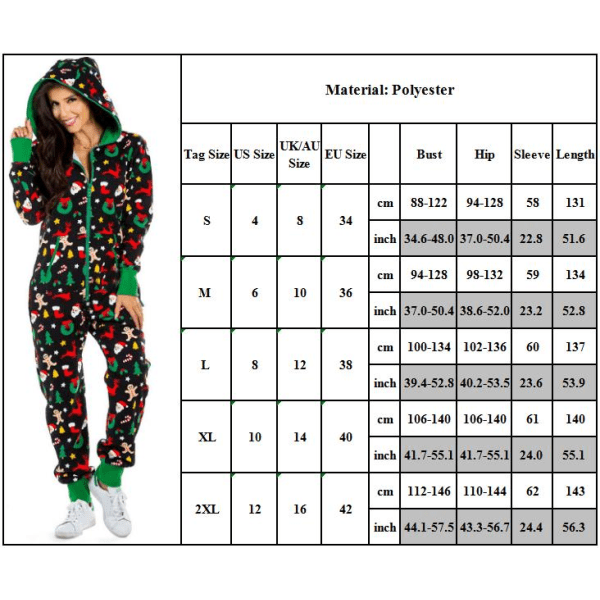 Kvinnor Holiday Jumpsuit Print Sovkläder Pyjamas Set green L