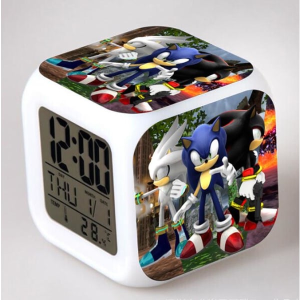 Sonic Väckarklocka med 7 Färgväxlande Anime Väckarklocka i Ask Present B