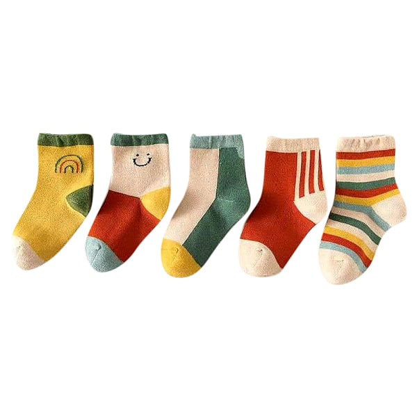 Söt Rainbow Smiley Animate Baby Sock Kids Strumpa för 0Y-5Y Random L