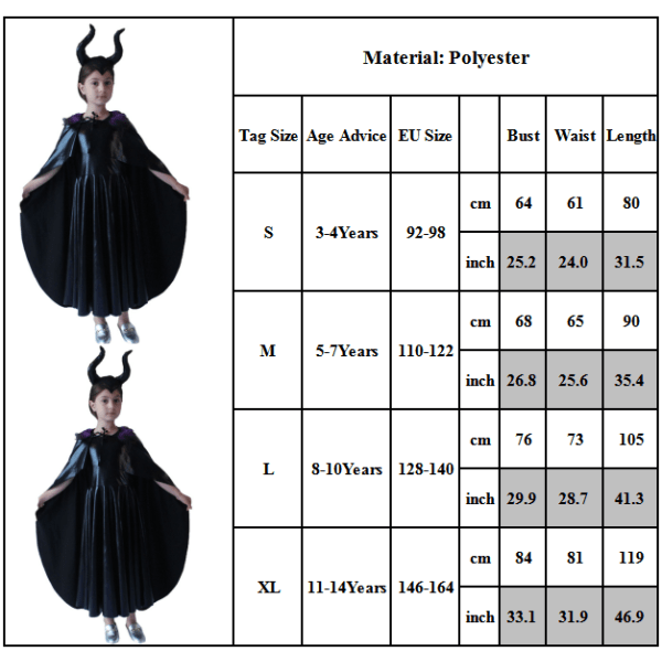 Party Girls Anime Cosplay Black Witch Costume Cloak Klänning Up Costume S