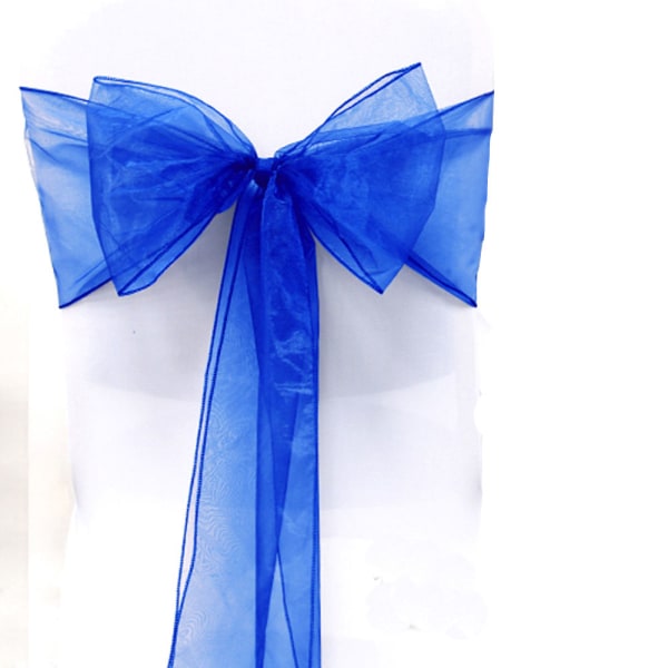 Vit stolsdekoration Organza-skärp rosett designad för evenemang Dark Blue 100 Pack
