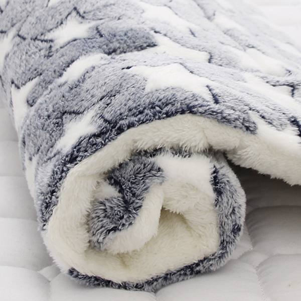 Hvalp kæledyrsfilt katteseng madras blød varmere måtte Blue White Star 89*68cm