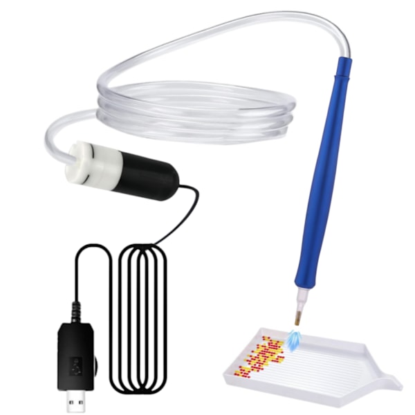 DIY Hantverk Vakuum Diamantmålningspennor Kit för Diamantkonst Tillbehör Verktyg Blue