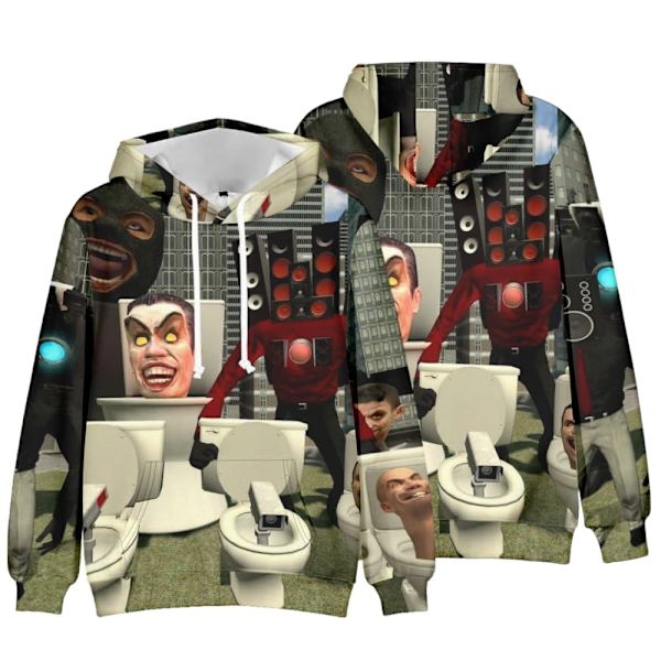 Barn Pojkar Skibidi Toalett Hoodie Tröja Pullover Jumper Topp D 140cm