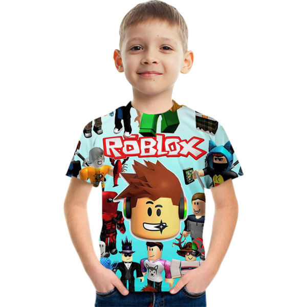 Roblox Boys Summer Print T-shirt Cartoon Tee Shirt Kortärmad A 120cm