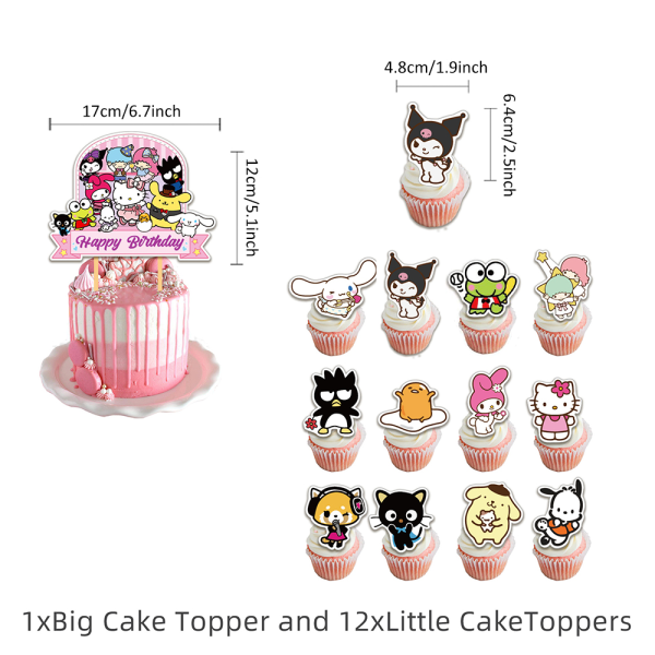 Sanrio Cartoon Theme Party Supplies Kit Ballonger Banner Barn Födelsedagsfest Dekorationer Glad Tema