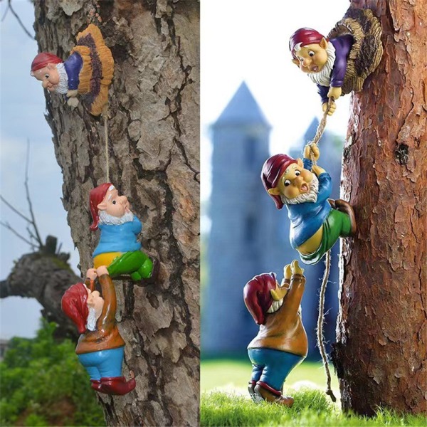 Utomhus klättring Gnome hängande rep Ornament Staty Dekor