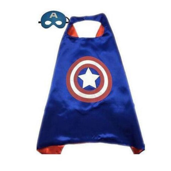 Superhjältekappor + ögonmask för barn Cool Halloween kostym Cosplay Captain America Cloak + eye mask