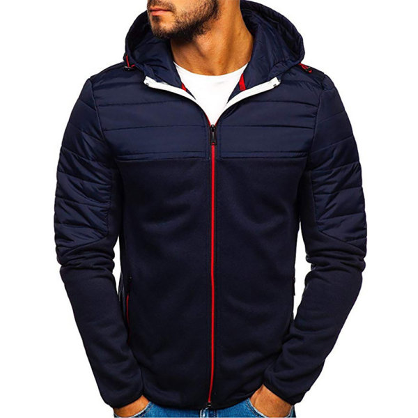 Herrjacka med förtjockad huva och dragkedja Navy blue L