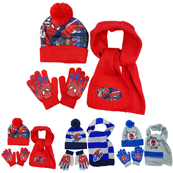 3 stk. Barneslue Skjerf Hansker Spider-Man Vintersett 3-8 år A