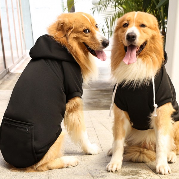 Stor hundtröja med dragkedja Hoodie Sweatshirt enfärgade kläder black S