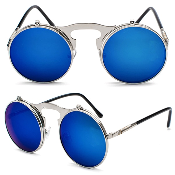 Vintage Flip Up Solglasögon Herr Cirkel Runda Glasögon Gold Frame Gold Lenses 3 Pack