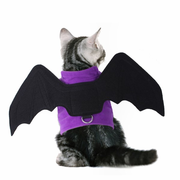 Pet Cat Bat Wings för Halloween Party Dekor Dress Up Accessoarer Purple M