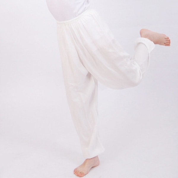 Drenge Piger Ensfarvede Løse Harem Lange Bukser Børn Bloomers Yoga Danse Sports Bukser White