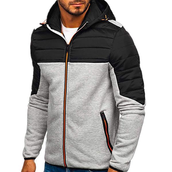 Herrejakke med tyk hætte og lynlås Gray 2XL