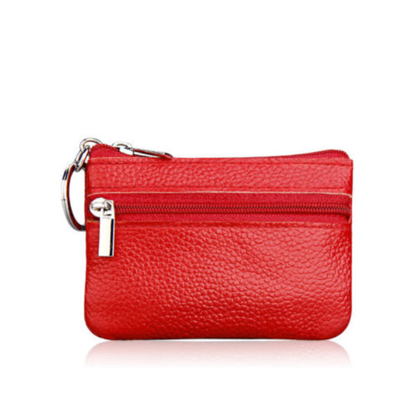 Kvinnors myntväska i läder Miniväska Myntväska med nyckelring red