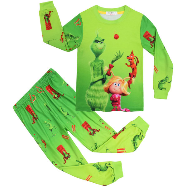 Toddler pojkar julpyjamas Set 2-delad pyjamas långärmad C 150cm