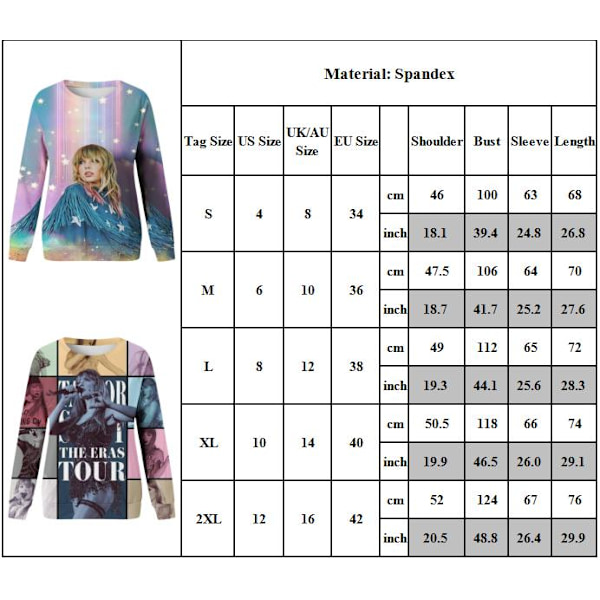 Dame Taylor 3D Printet Hættetrøje Sweatshirt Casual Langærmet C M