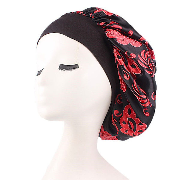 Satin Sovhuva med Bredt Band för Kvinnor black&red