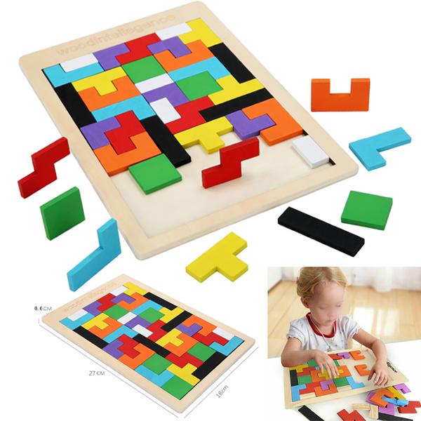 Barnens pedagogiska leksak i trä Tetris Puzzle 2770 | Fyndiq