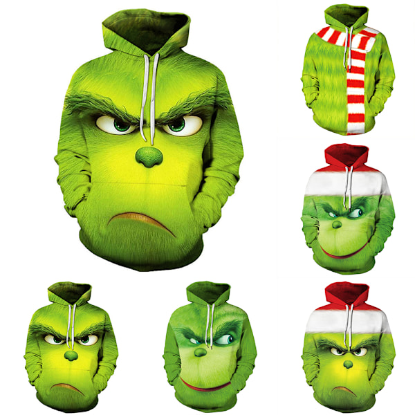 Grinchen 3D Tecknad Jul Tröjor Hoodie Jacka Julklapp Barn A 130cm
