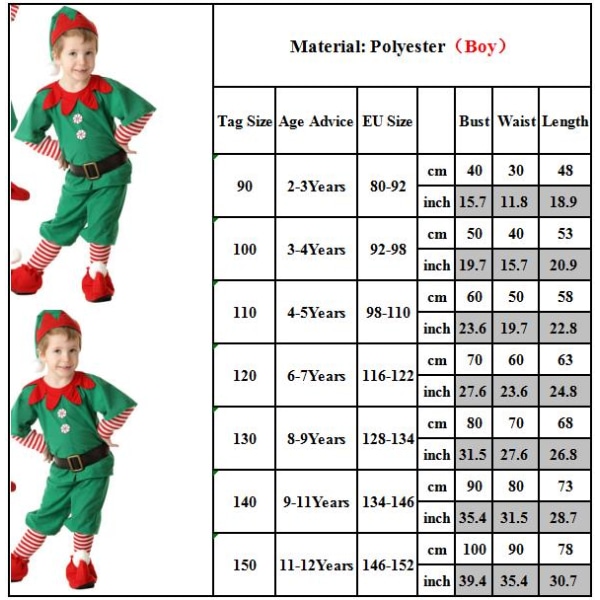 Jultomtekostym Finklänning Tomtens familjefestkläder men 120CM