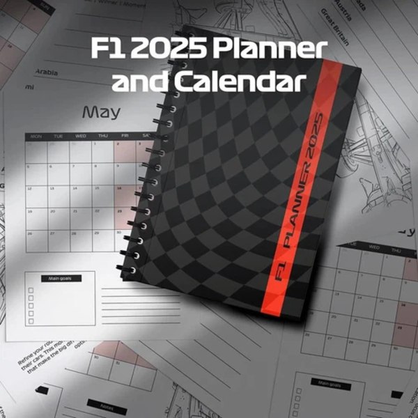 F1 2025 Planlægger og Kalender, Planlægger med F1 Bane, Spiralindbundet, Månedlig