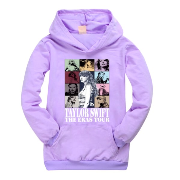 Taylor Swift The Eras Tour printed huvtröja Höst och vinter Casual barntröja Purple 140cm